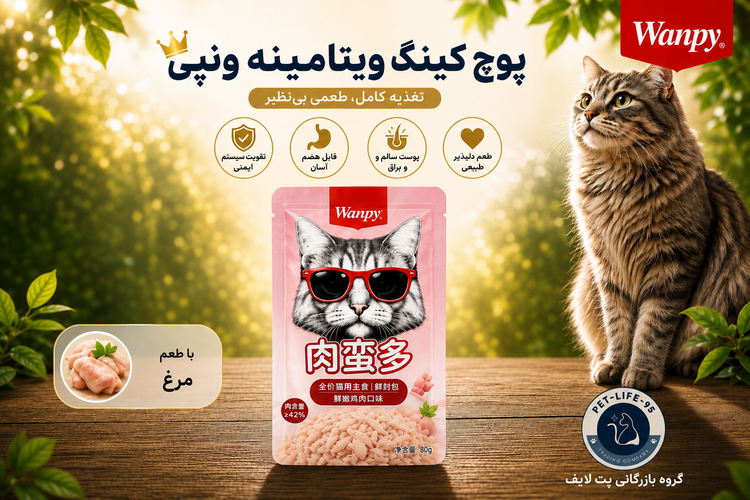 پوچ گربه ونپی با طعم مرغ (کینگ ویتامینه)